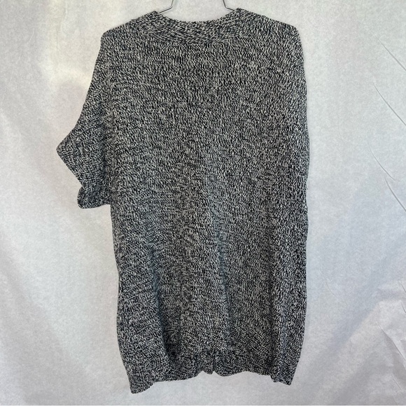 Lane Bryant Cardigan Short Sleeve black White Cotton Size 14-16 - Picture 2 of 7